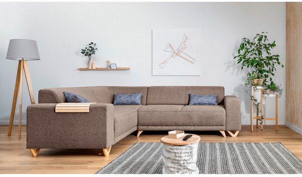 Hnědá rozkládací/s úložným prostorem rohová pohovka (levý roh/do L) Classy Sophie – Miuform