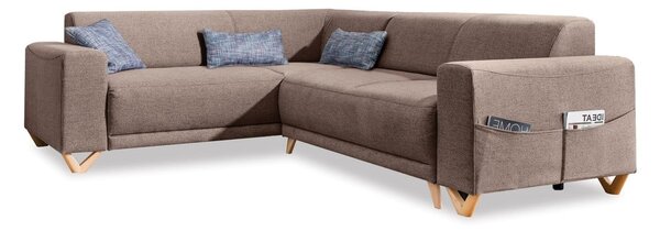 Hnědá rozkládací/s úložným prostorem rohová pohovka (levý roh/do L) Classy Sophie – Miuform