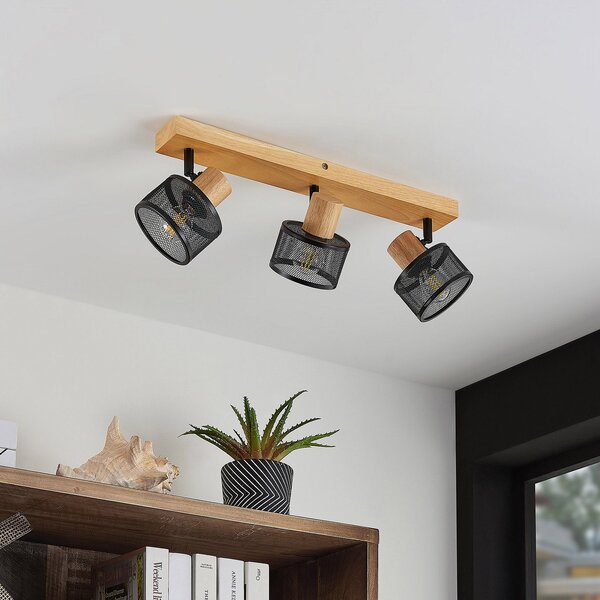 Stropní Lampa Lindby, Evinora, stmívatelné, Dřevo, Obývací pokoj, Dřevo, Moderní