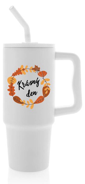 KRÁSNÝ DEN (PODZIM) - bílý cestovní termohrnek 900 ml
