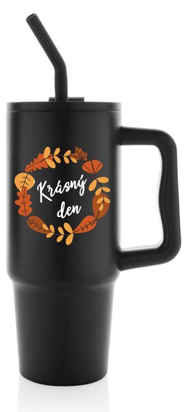KRÁSNÝ DEN (PODZIM) - černý cestovní termohrnek 900 ml