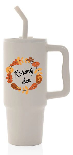 KRÁSNÝ DEN (PODZIM) - béžový cestovní termohrnek 900 ml