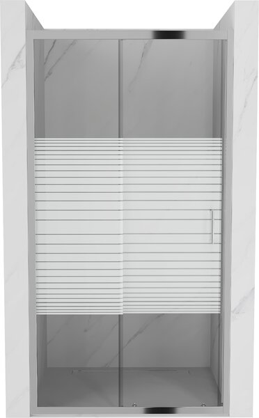 Mexen Apia, posuvné dveře do otvoru 135 x 190 cm, 5mm čiré sklo - pásky, chromový profil, 845-135-000-01-20