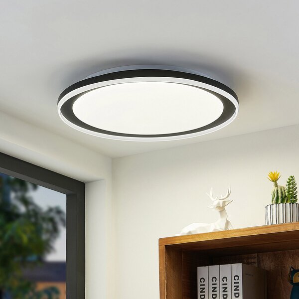 Stropní Lampa Lindby, Verdan, stmívatelné, Černá, Obývací pokoj, Kov, Moderní