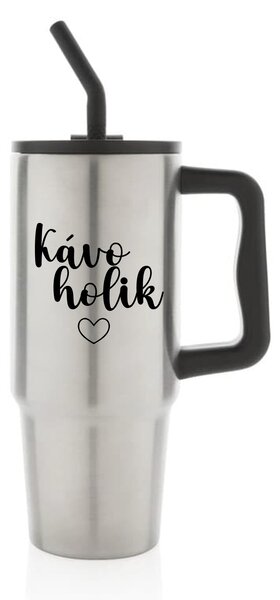 KÁVOHOLIK - stříbrný cestovní termohrnek 900 ml