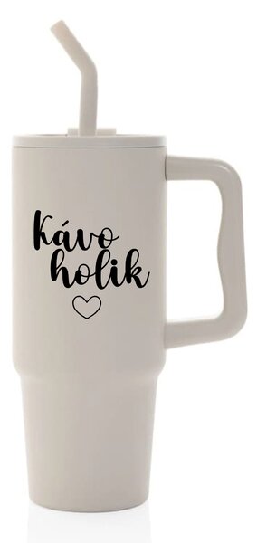 KÁVOHOLIK - béžový cestovní termohrnek 900 ml