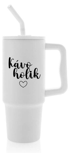 KÁVOHOLIK - bílý cestovní termohrnek 900 ml