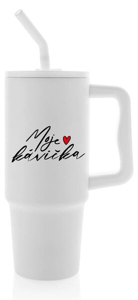 MOJE KÁVIČKA - bílý cestovní termohrnek 900 ml