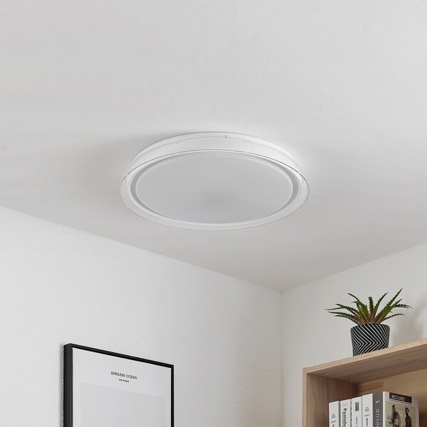 Stropní Lampa Lindby, Sleya, stmívatelné, Bílá, Obývací pokoj, Plast, Moderní