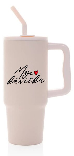 MOJE KÁVIČKA - růžový cestovní termohrnek 900 ml