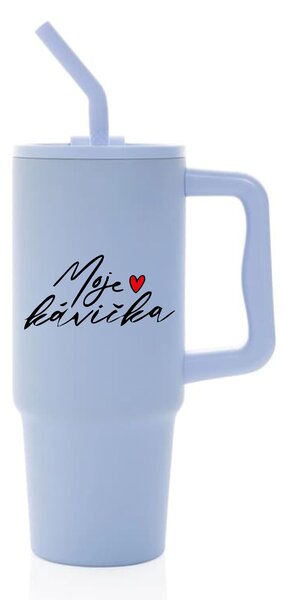 MOJE KÁVIČKA - světle modrý cestovní termohrnek 900 ml