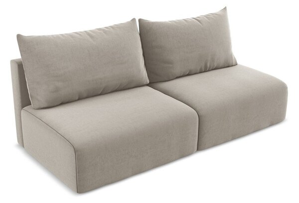 Taupe sametová rozkládací/s úložným prostorem pohovka 216 cm Kalena – Makamii