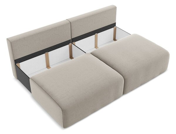 Taupe sametová rozkládací/s úložným prostorem pohovka 216 cm Kalena – Makamii