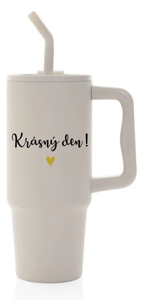 KRÁSNÝ DEN - béžový cestovní termohrnek 900 ml