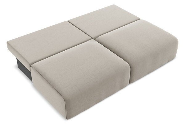 Taupe sametová rozkládací/s úložným prostorem pohovka 216 cm Kalena – Makamii