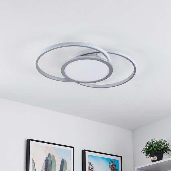 Stropní Lampa Lucande, Senne, stmívatelné, Šedá, Kuchyně, Kov, Moderní
