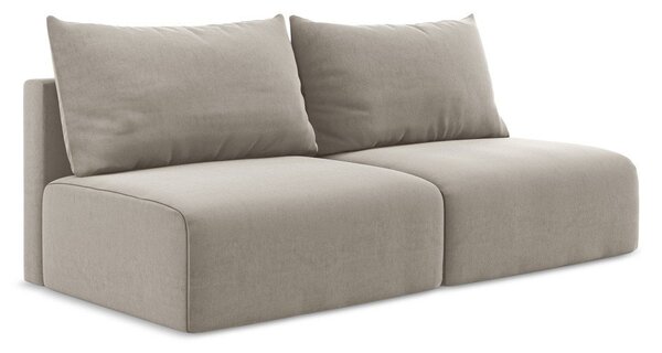 Taupe sametová rozkládací/s úložným prostorem pohovka 216 cm Kalena – Makamii