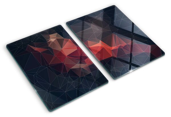 Krájecí prkénko skleněné Abstraktní geometrie v odstínech červené ddk-nr-wm-00005999
