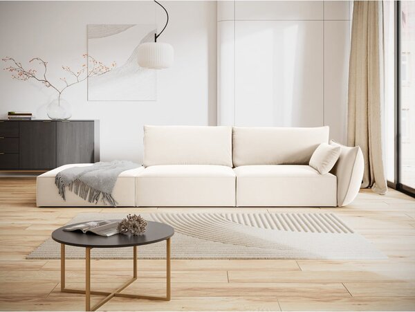 Béžová sametová pohovka pravý roh 264 cm Vanda – Mazzini Sofas