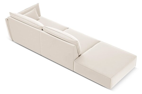 Béžová sametová pohovka pravý roh 264 cm Vanda – Mazzini Sofas