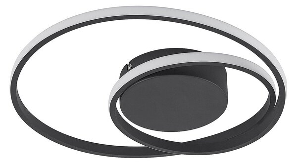 Stropní Lampa Lindby, Emisua, stmívatelné, Černá, Obývací pokoj, Hliník, Moderní
