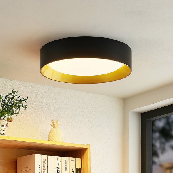 Stropní Lampa Lindby, Kambia, Černá, Obývací pokoj, Hliník, Moderní