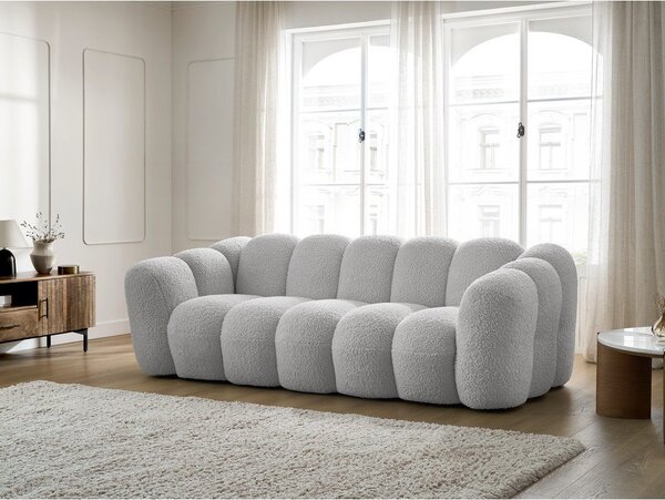 Světle šedá pohovka z textilie bouclé 232 cm Hippolyte – Bobochic Paris
