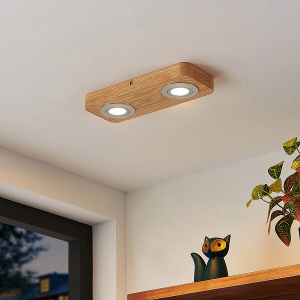 Stropní Lampa Lindby, Mikari, Dřevo, Obývací pokoj, Dřevo, Moderní