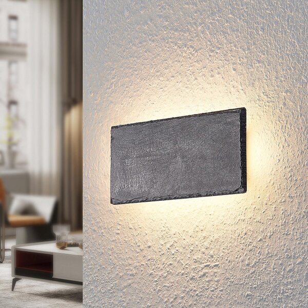 Nástěnná Svítidla Lindby, Peetu, stmívatelné, Šedá, Obývací pokoj, Kámen, Moderní