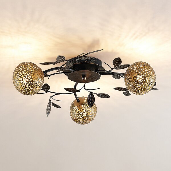 Stropní Lampa Lucande, Evory, stmívatelné, Černá, Obývací pokoj, Kov, Florentinský