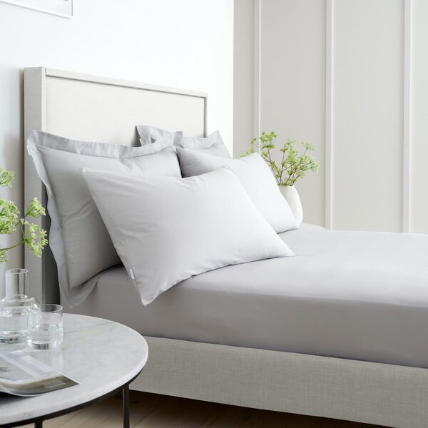 Šedé napínací prostěradlo z bavlněného perkálu 185x200 cm Cotton Percale – Bianca