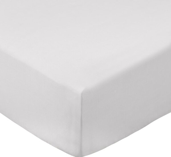 Šedé napínací prostěradlo z bavlněného perkálu 185x200 cm Cotton Percale – Bianca