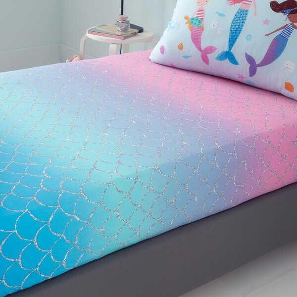 Růžové napínací dětské prostěradlo na dvoulůžko 135x190 cm Mermaid – Catherine Lansfield