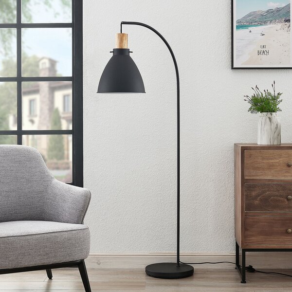 Stojací Lampa Lindby, Trebale, Černá, Obývací pokoj, Kov, Skandinávský