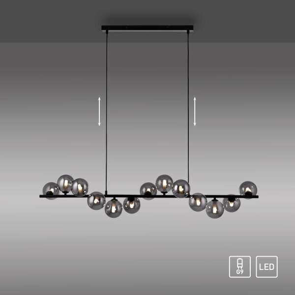 Schöner Wohnen 14504-18 - LED Lustr na lanku DUBAI 13xG9/3W/230V černá/kouřová
