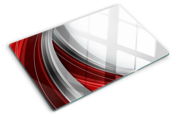 Skleněné krájecí prkénko Abstraktní vlny v červené a šedé barvě ddk-nr-wm-00006020