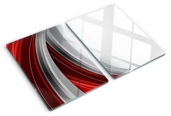 Skleněné krájecí prkénko Abstraktní vlny v červené a šedé barvě ddk-nr-wm-00006020