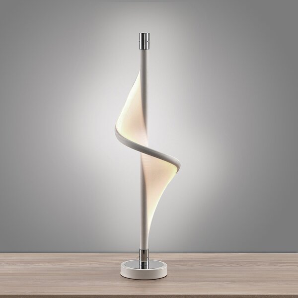Stolní lampa Lucande, Edano, stmívatelné, Bílá, Obývací pokoj, Tkanina / Textil, Moderní