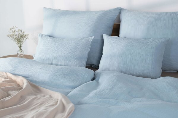 DARRÉ Celoroční mušelínové povlečení Ice Blue - GOTS Velikost: atypický 200 x 200 + 2 x 70 x 90