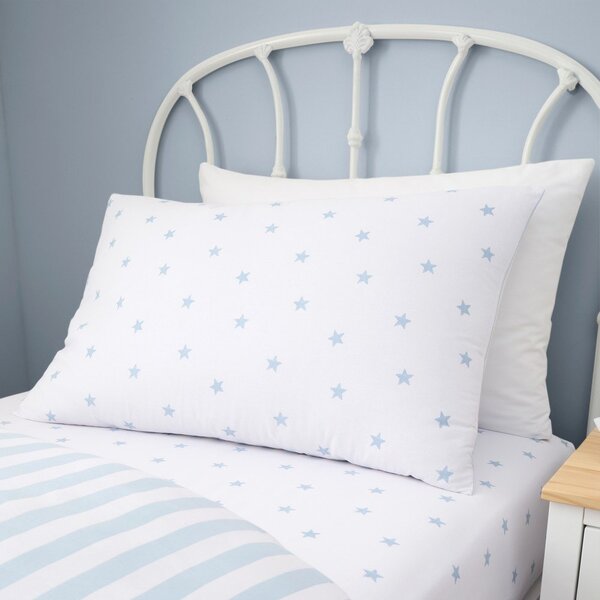 Bílé/modré bavlněné dětské povlečení na jednolůžko 135x200 cm Mini Star & Stripes – Bianca