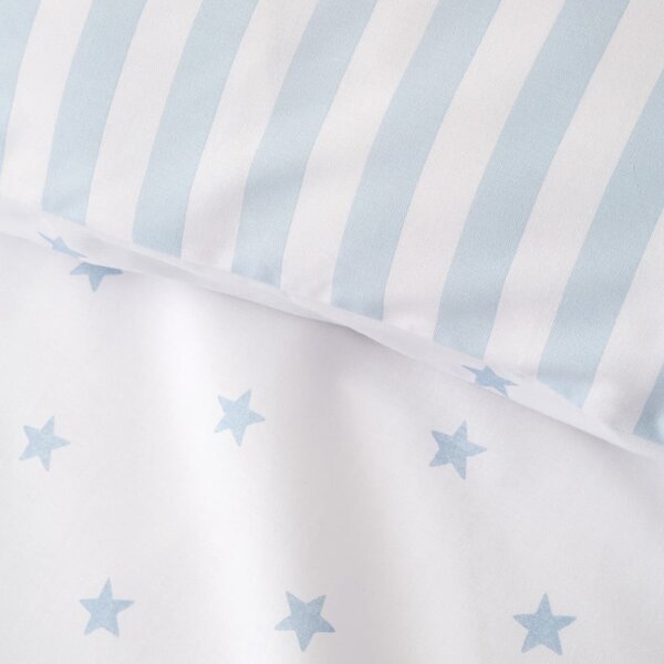 Bílé/modré bavlněné dětské povlečení na jednolůžko 135x200 cm Mini Star & Stripes – Bianca