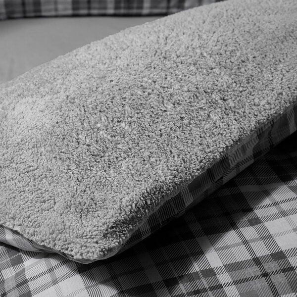 Šedé povlečení na jednolůžko s beránkem 135x200 cm Cosy Sherpa Check – Catherine Lansfield
