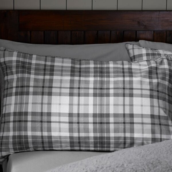 Šedé povlečení na jednolůžko s beránkem 135x200 cm Cosy Sherpa Check – Catherine Lansfield