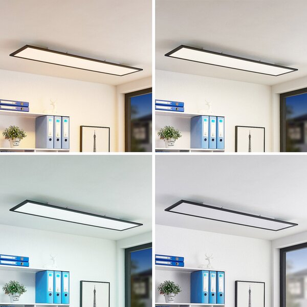 Stropní Lampa Lindby, Nelios, stmívatelné, Černá, Kuchyně, Plast, Moderní