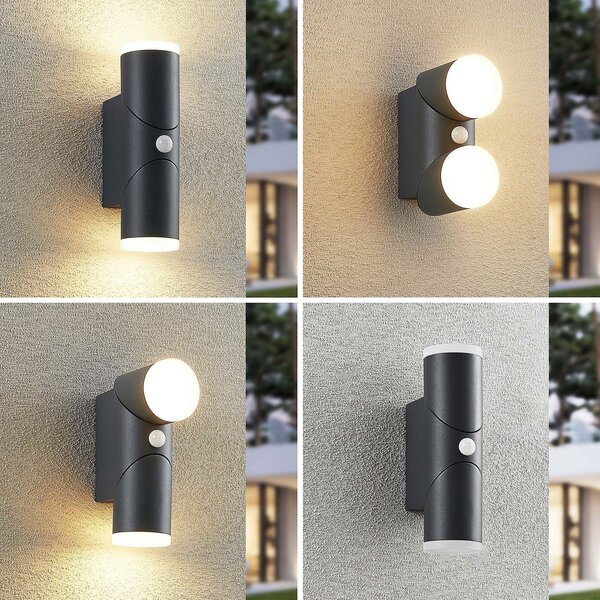 Aspyn 2 Venkovní Nástěnné Svítidlo s Sensor Dark Grey
