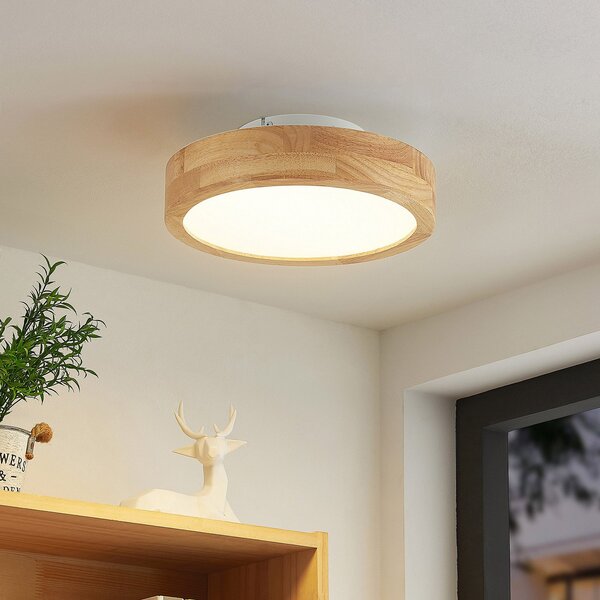 Stropní Lampa Lindby, Lanira, stmívatelné, Dřevo, Obývací pokoj, Dřevo, Moderní
