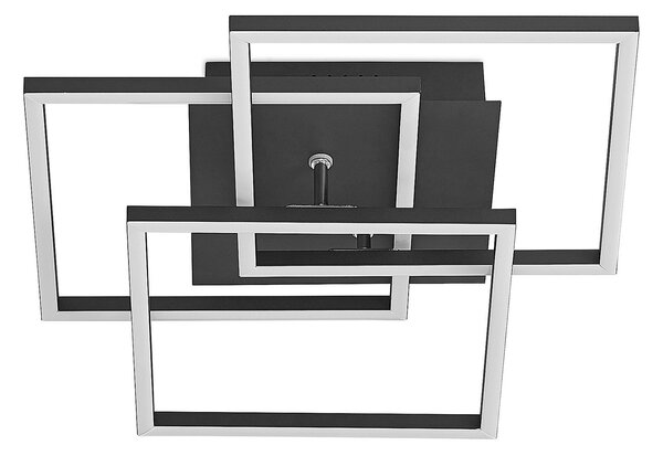 Stropní Lampa Lindby, Qiana, stmívatelné, Černá, Obývací pokoj, Kov, Moderní