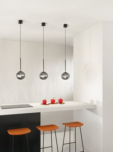 Ondaluce - Lustr na lanku JEWEL 1xE14/10W/230V pr. 17 cm černá/kouřová černá