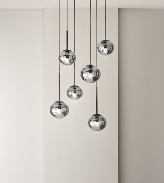 Ondaluce - Lustr na lanku JEWEL 1xE14/10W/230V pr. 17 cm černá/kouřová černá