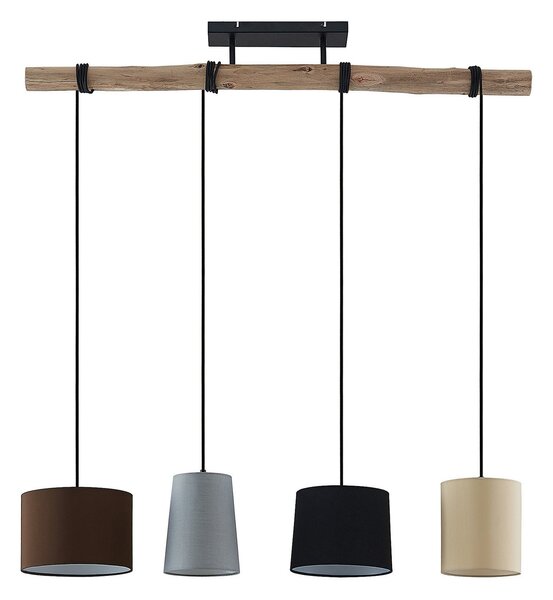 Závěsná svítidlo Lindby, Amilia, stmívatelné, Dřevo, Kuchyně, Tkanina / Textil, Moderní